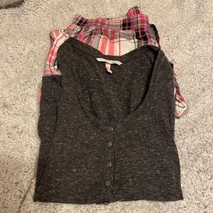 Victoria’s Secret 2pc Pajama Set Pink Plaid/Grey